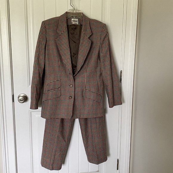 Country Suburbans Pants - Vintage Country Suburbans Pant Suit Elbow Patch Blazer Pants Tweed Check 10 12